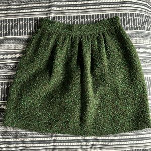 Tibi Green Tweed Skirt